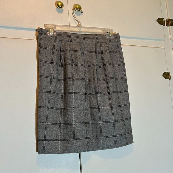 Forever 21 Wool Blend Gray Plaid Pencil Skirt - Picture 1 of 10